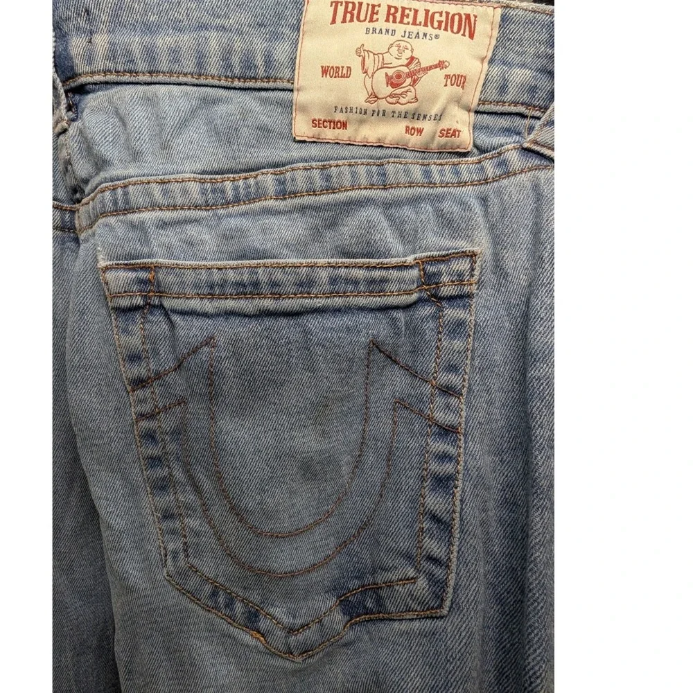 True Religion Ricky Relaxed‎ Straight Jeans Light Wash Denim - Size 34
